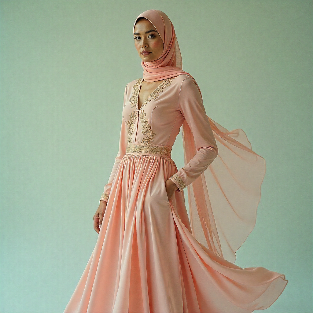 4wqjhq4whj New design Stylish Pest Color Hijab Gown Borka Malai Georgette and soft net Fabric For Women - Image 1