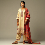 Joypuri Three Piece Cotton Unstitched Skin Print For Women