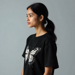 Black Ladies T shirt Drop shoulder for women and Girls butterfly printed summer friendly