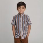 4-7 Years Clothes Set for Kids Baby Boy Handsome Striped Short Sleeves Shirt+Solid Shorts