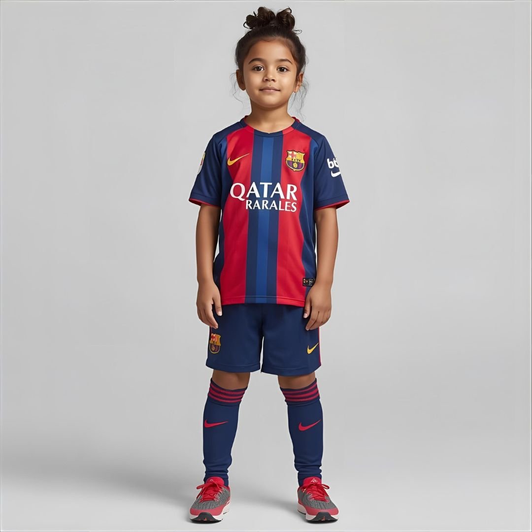 gthnt FC Barcelona 25/26 Home Jersey & Pant Set – Kids – Half Sleeve – Red & Blue – Premium Thai Quality - Image 1