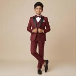 Elegant Burgundy Boy's Suit Set for Wedding