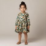 Fashionable Export Quality Stylish Leaf Desgine Dress For Baby Girls